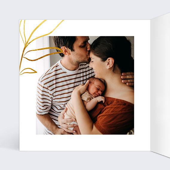 Faire part naissance Feuillage délicat Intérieur Gauche