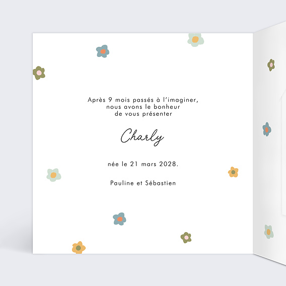 Faire part naissance Graine de Bébé Intérieur Gauche