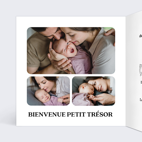 Faire part naissance Joli Léopard Intérieur Gauche