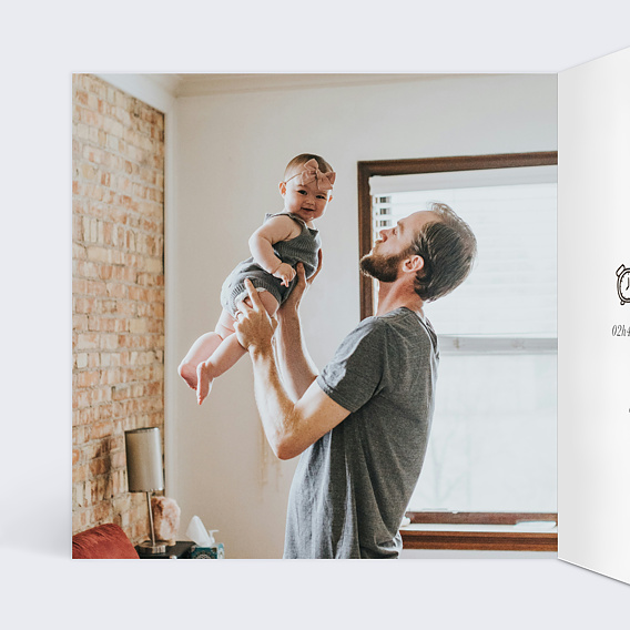 Faire part naissance Lettrine sauvage Intérieur Gauche