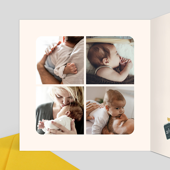 Faire part naissance Mésange Manuscrit Intérieur Gauche