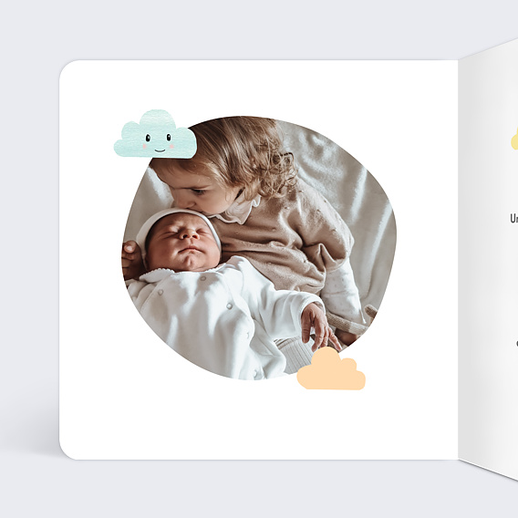 Faire part naissance Nuages Doux Intérieur Gauche