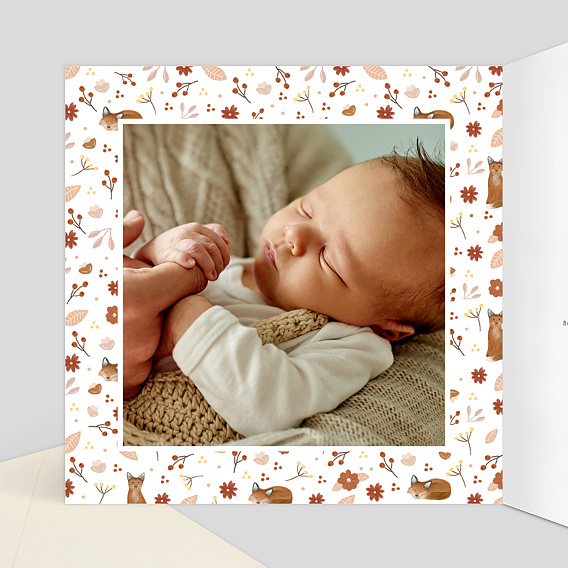 Faire part naissance Pattern Renardeau Intérieur Gauche