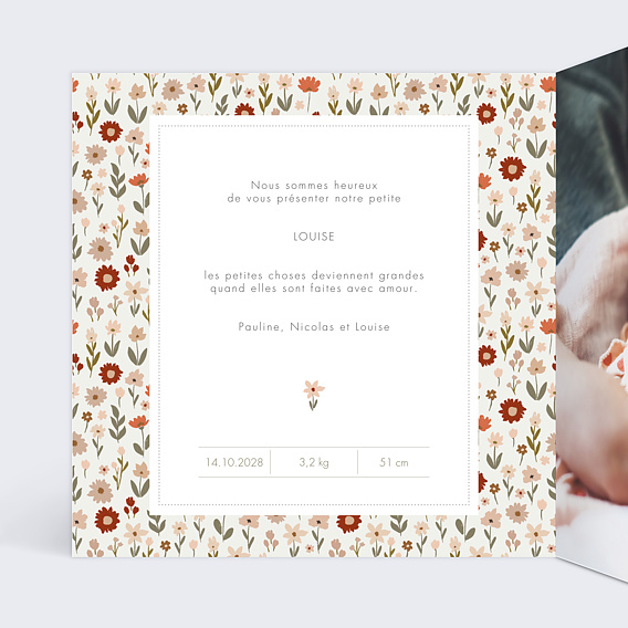 Faire part naissance Polaroïd liberty Intérieur Gauche