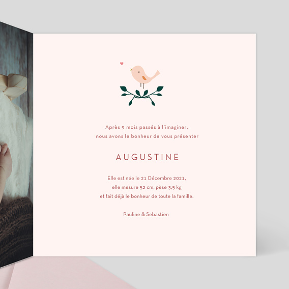 Faire part naissance Augustine Intérieur Droit