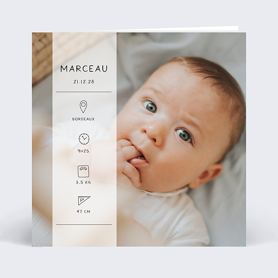 Faire part naissance Bébé d'amour Graines Recto