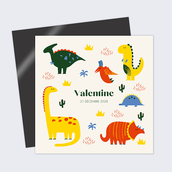 Faire part naissance Dinosaures Mignons