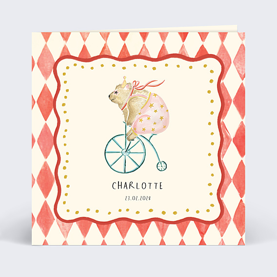 Faire-part Naissance Ours acrobate - Clara Dassie x Popcarte