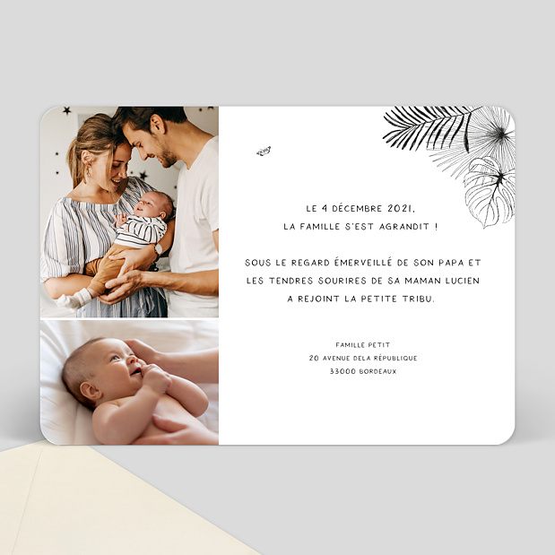 Faire-part Naissance Animaux Sauvages Verso