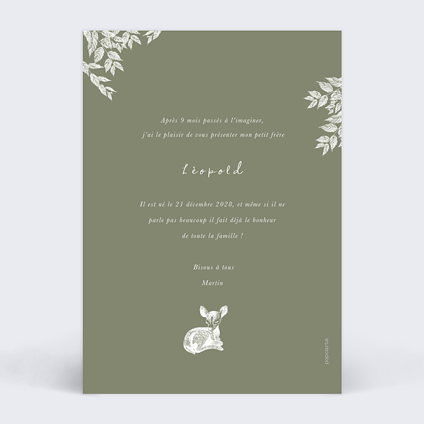 Faire-part Naissance Crayon Blanc Verso