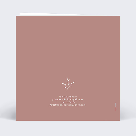 Faire part naissance Tampon Primavera Verso