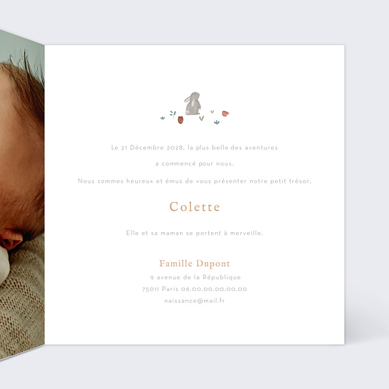 Faire-part Naissance Printemps Etiquette