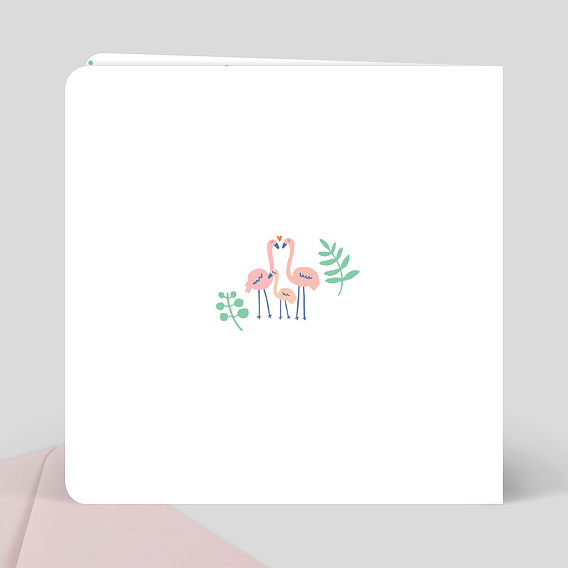 Faire part naissance Flamants Roses Verso