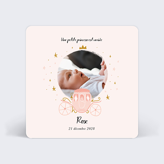 Faire-part Naissance Princesse Carrosse