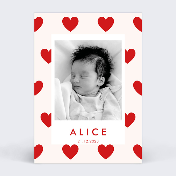 Faire part naissance Coeurs