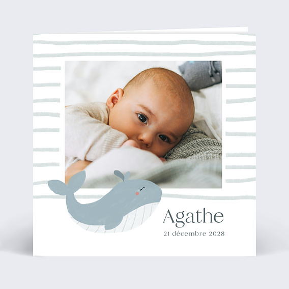 Faire-part Naissance Baleine Photo