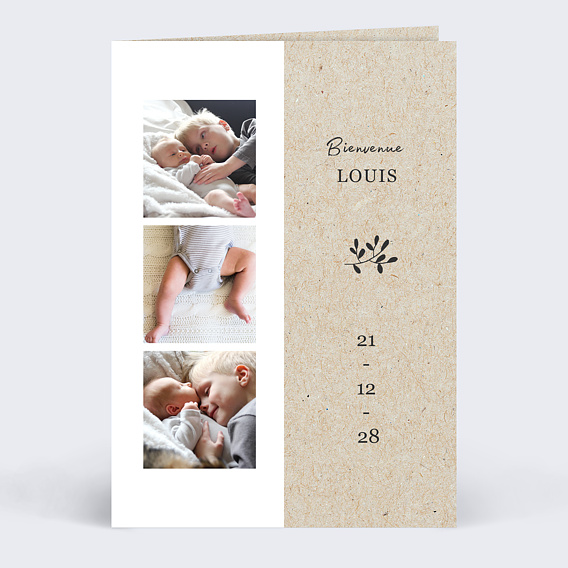 Faire part naissance Photomaton Nature Recto