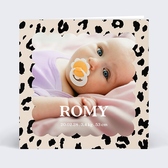 Faire part naissance Joli Léopard Recto