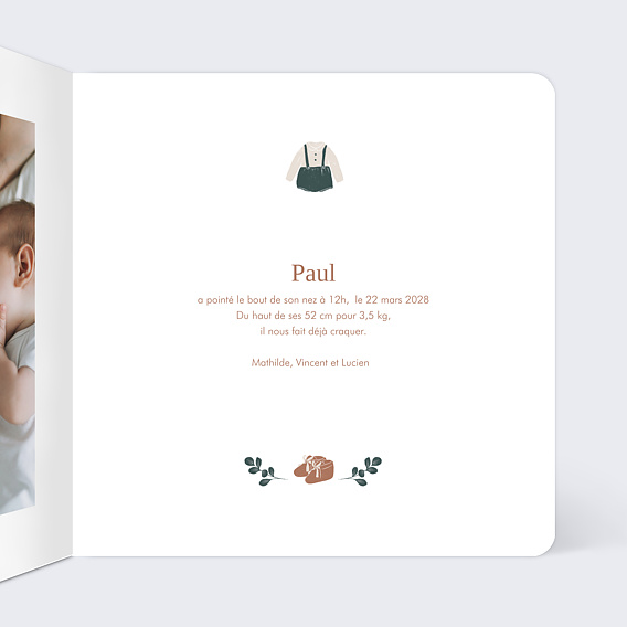 Faire part naissance Couronne de Jouets Intérieur Droit