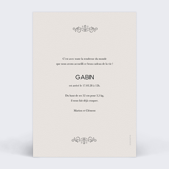 Faire part naissance Journal Verso