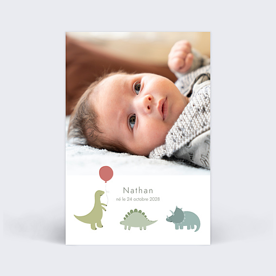 Faire-part Naissance Dinosaure Mignon