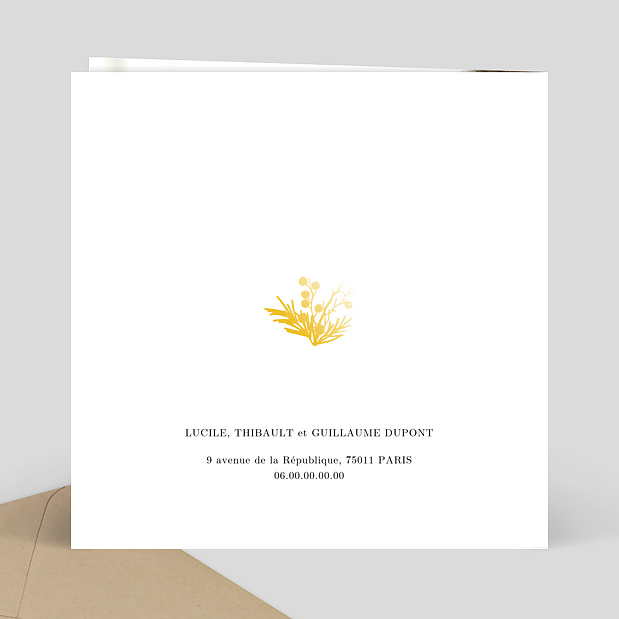 Faire-part de Naissance Dorure Couronnée Verso