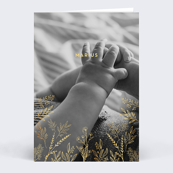 Faire-part Naissance Fleurs Ocre
