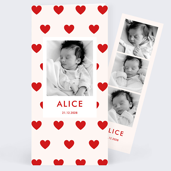 Faire part naissance Coeurs