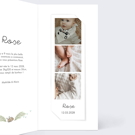 Faire part naissance Couronne renard Intérieur Droit