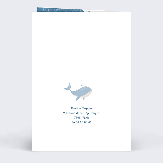Faire part naissance Famille Baleine Verso
