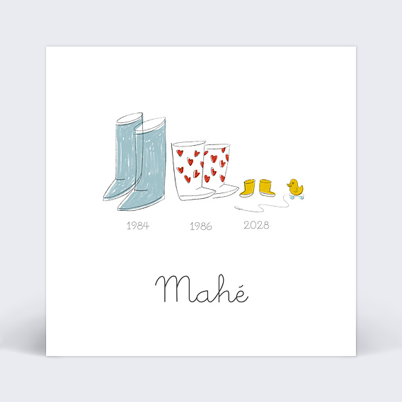 Faire part naissance Bottes de Pluie