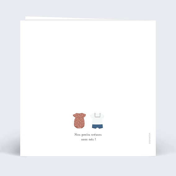 Faire part naissance Petits Vêtements Jumeaux Verso