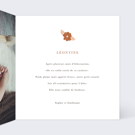 Faire-part Naissance Couronne Renardeau