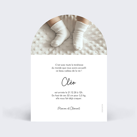 Faire-part Naissance Certificat Vertical Noir