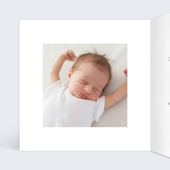 Faire part naissance Coeur Fleuri Intérieur Gauche