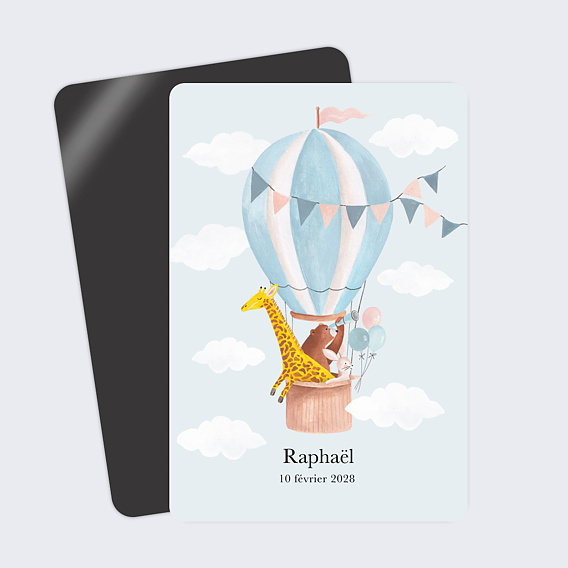 Faire part naissance Montgolfière et Animaux