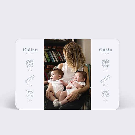 Faire-part Naissance Pictogrammes Jumeaux