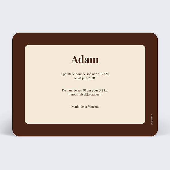 Faire part naissance Prénom chevauché Verso