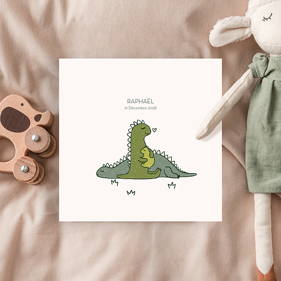 Faire part naissance Famille dinosaures Après 1