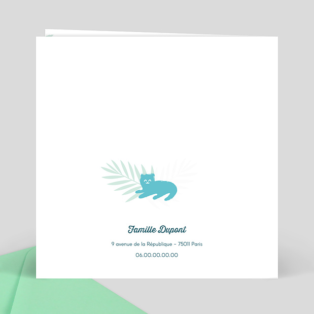 Faire-part Naissance Famille Animaux Verso