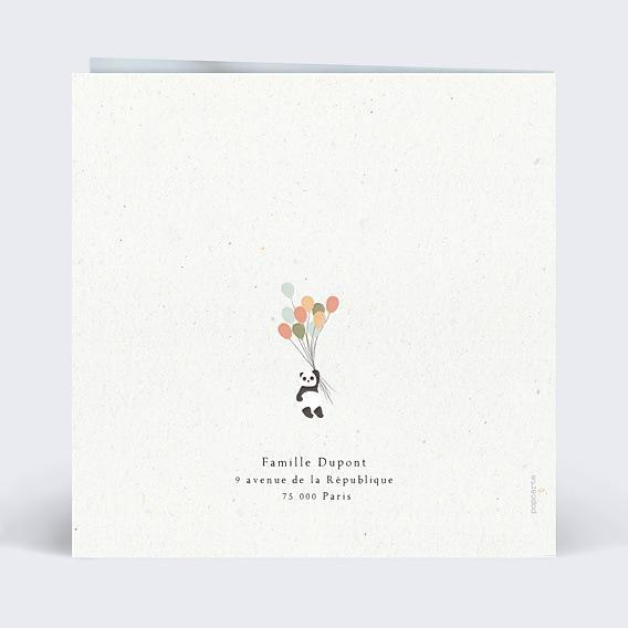 Faire-part Naissance Panda ballons