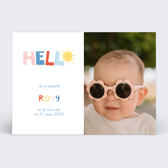 Faire-part Naissance Texte Coloré