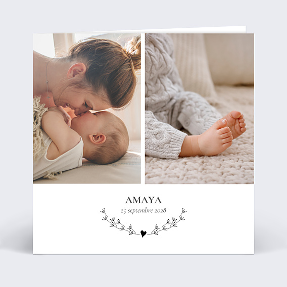 Faire part naissance Coeur Bucolique