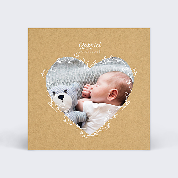 Faire part naissance Coeur Fleuri