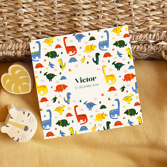 Faire-part Naissance Motif Dinosaure