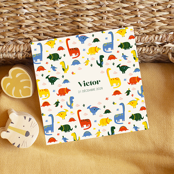 Faire part naissance Motif Dinosaure Après 1
