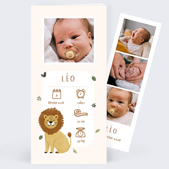 Faire-part Naissance Lion picto