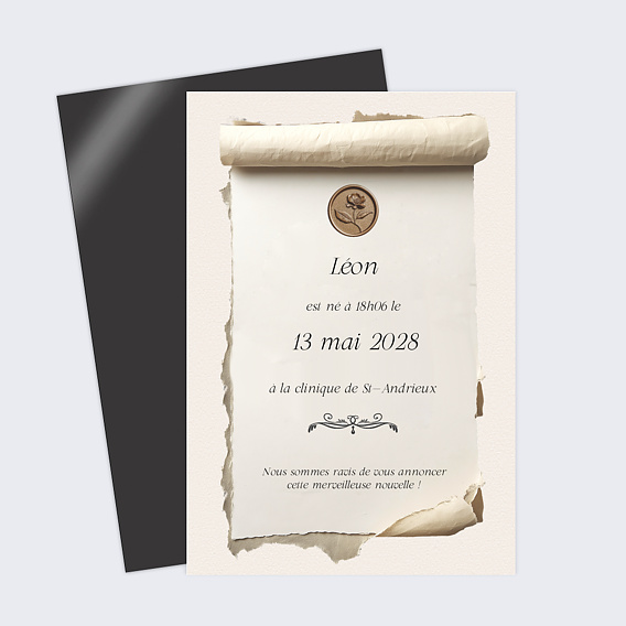 Faire part naissance Parchemin