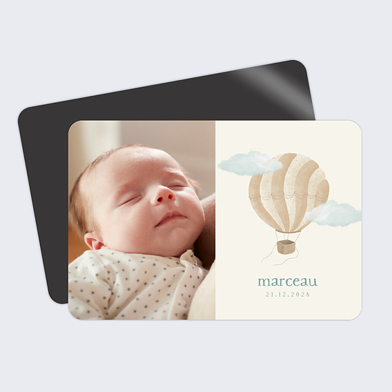 Faire part naissance Montgolfière Vintage