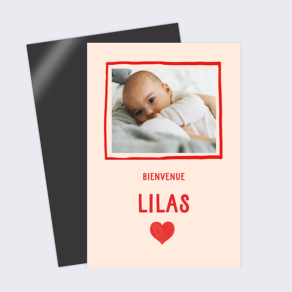 Faire part naissance Cœur Simple Rouge